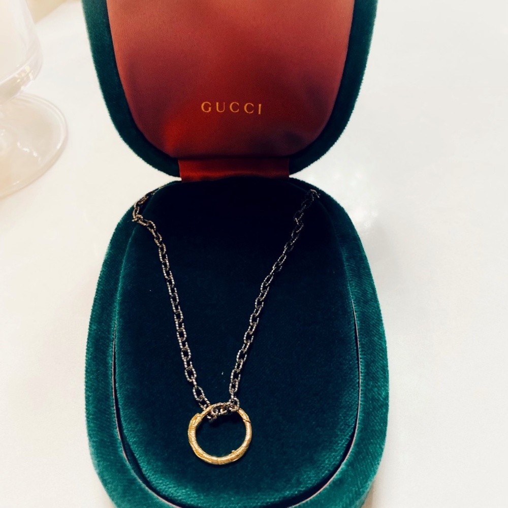Men's Gucci Snake ring pendant necklace in gold